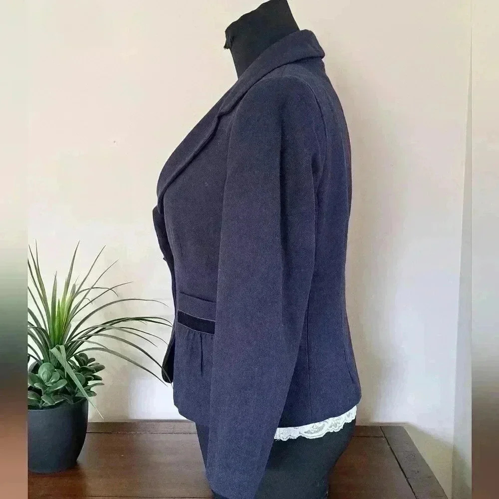 ❤️ Joe Fresh Navy Blue Wool Blend Women's Blazer Size 4 - Picture 5 of 10